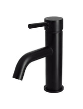 Load image into Gallery viewer, Round Matte Black Basin Mixer with curved spout
