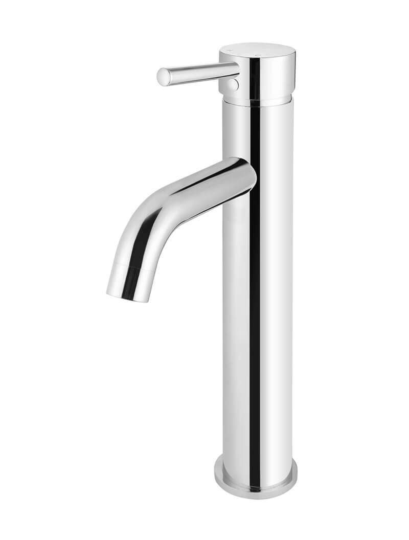 Round Tall Basin Mixer Curved - Chrome