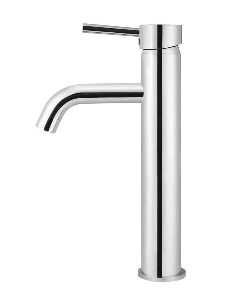 Round Tall Basin Mixer Curved - Chrome