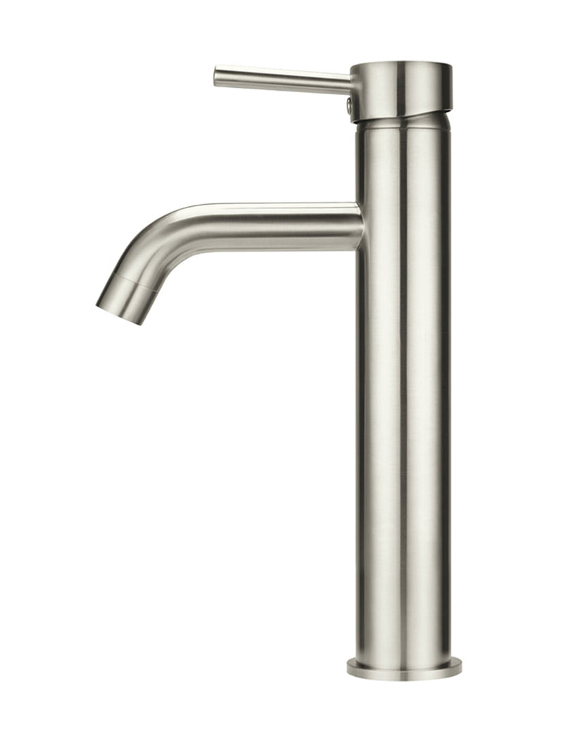 Round Tall Basin Mixer Curved - PVD Brushed Nickel
