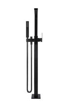 Load image into Gallery viewer, Square Freestanding Bath Spout and Hand Shower - Matte Black Meir
