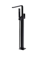 Load image into Gallery viewer, Square Freestanding Bath Spout and Hand Shower - Matte Black Meir
