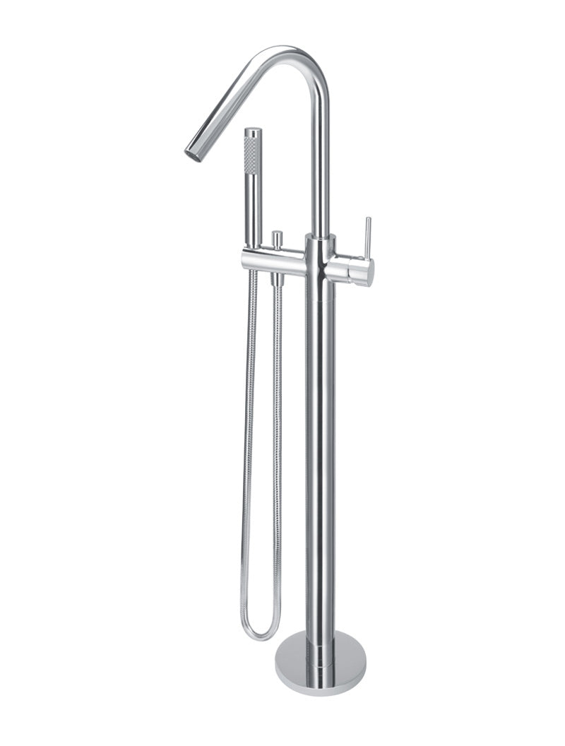 Round Freestanding Bath Spout and Hand Shower - Chrome