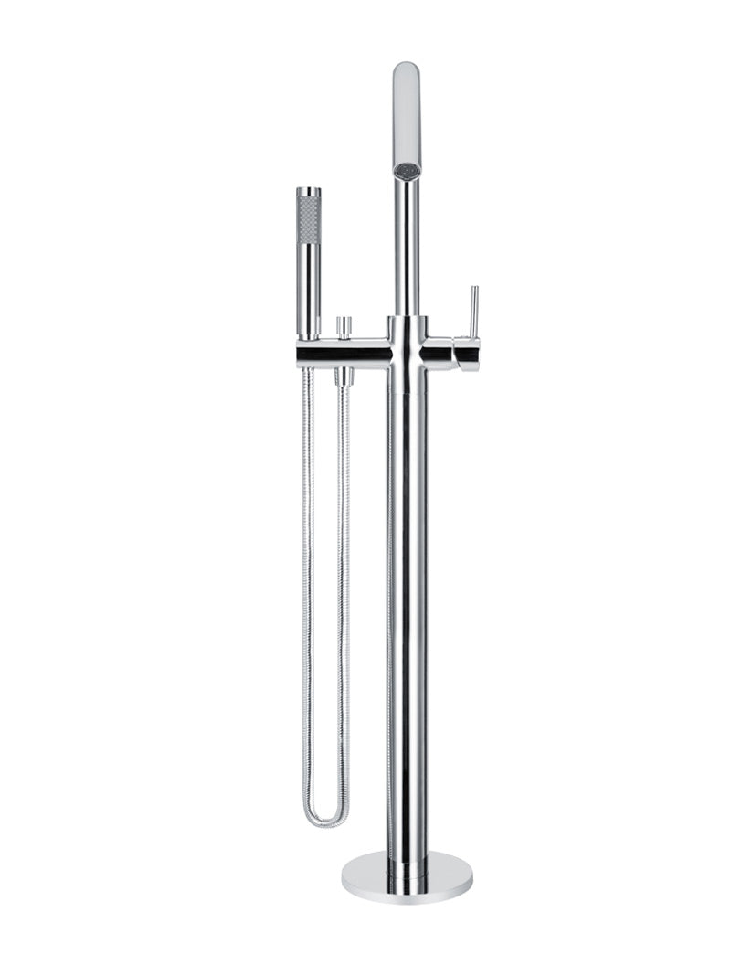 Round Freestanding Bath Spout and Hand Shower - Chrome