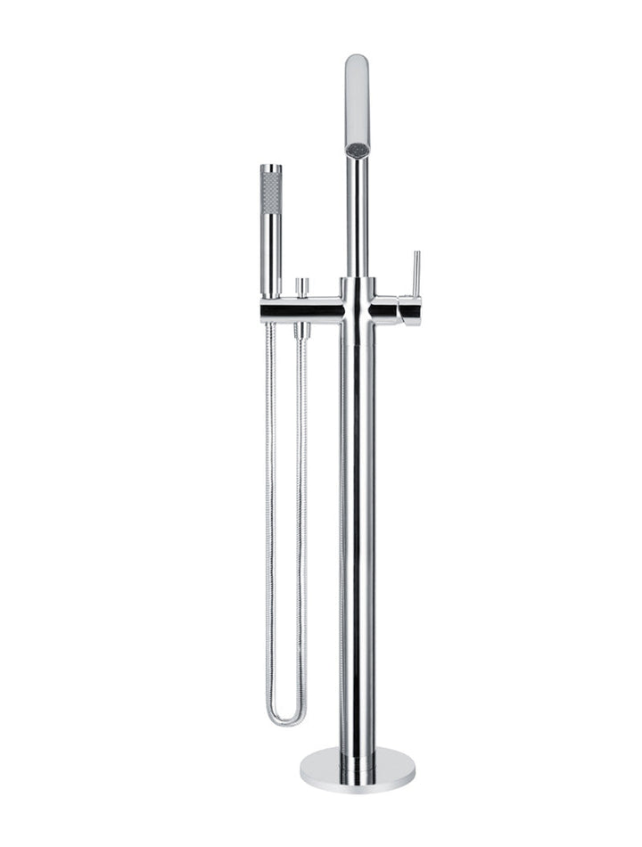 Round Freestanding Bath Spout and Hand Shower - Chrome