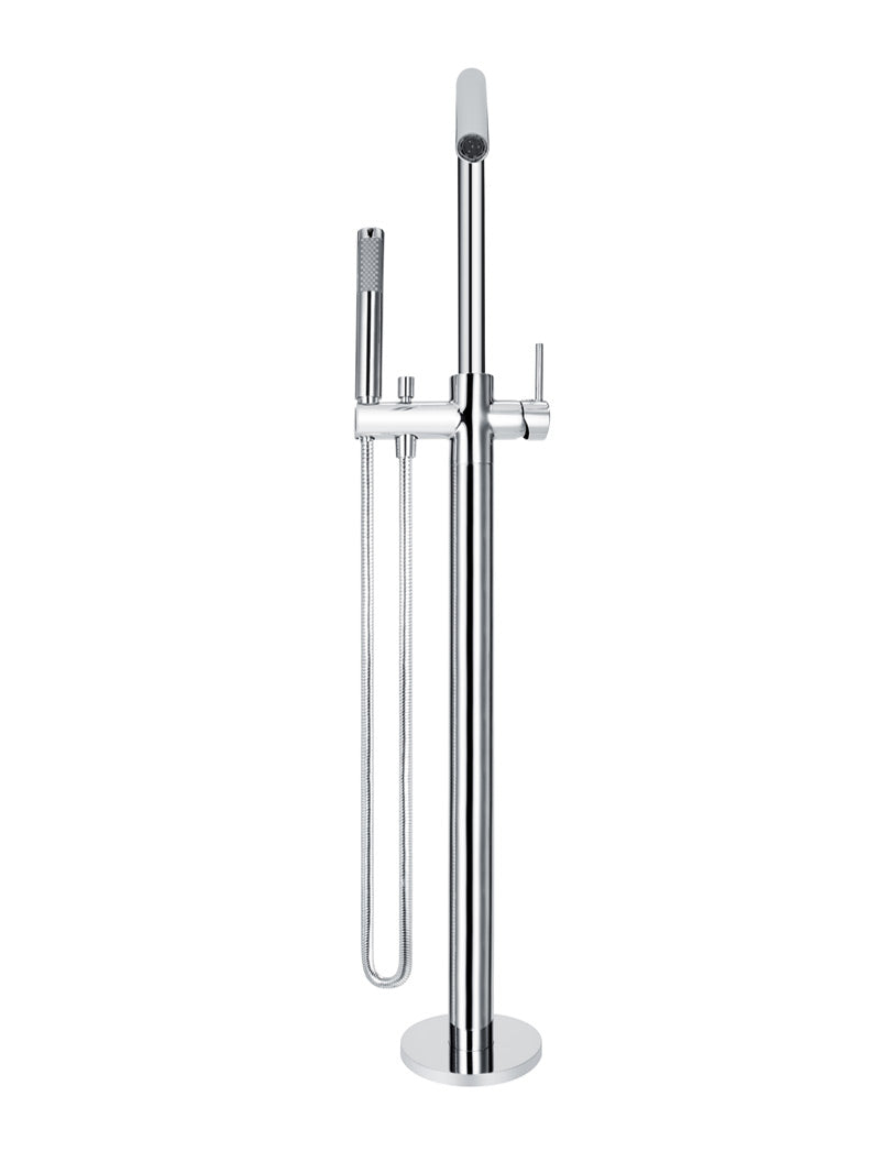Round Freestanding Bath Spout and Hand Shower - Chrome