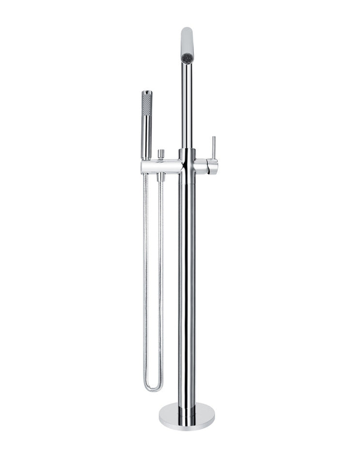 Round Freestanding Bath Spout and Hand Shower - Chrome