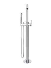 Load image into Gallery viewer, Round Freestanding Bath Spout and Hand Shower - Polished Chrome Meir
