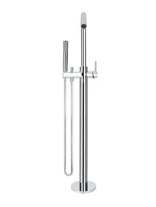 Round Freestanding Bath Spout and Hand Shower - Polished Chrome Meir