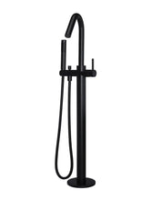 Load image into Gallery viewer, Round Freestanding Bath Spout and Hand Shower - Matte Black Meir
