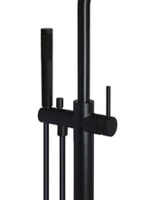 Load image into Gallery viewer, Round Paddle Freestanding Bath Spout and Hand Shower - Matte Black Meir
