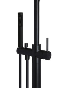 Round Paddle Freestanding Bath Spout and Hand Shower - Matte Black Meir