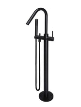 Load image into Gallery viewer, Round Freestanding Bath Spout and Hand Shower - Matte Black Meir
