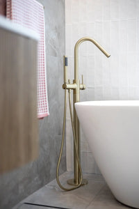 Round Freestanding Bath Spout and Hand Shower - PVD Tiger Bronze Meir