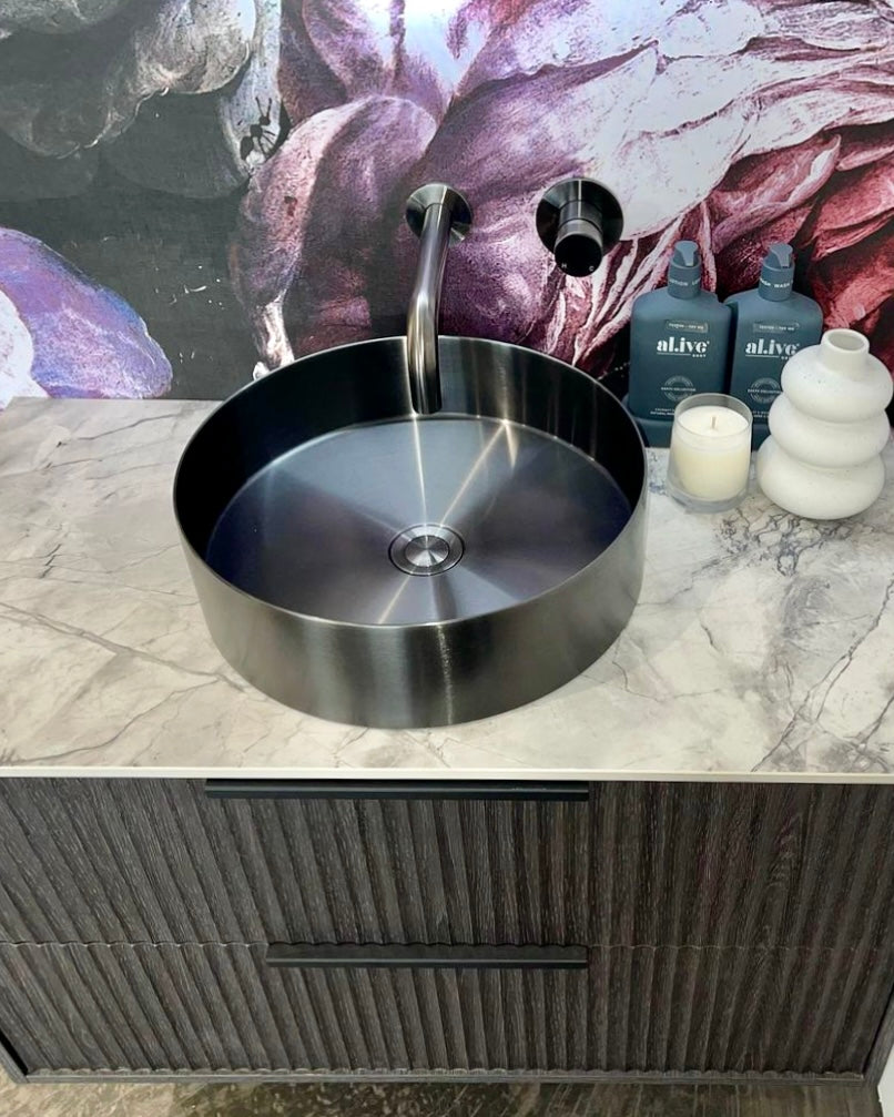 Lavello Round Steel Bathroom Basin 380 x 110 - Shadow Gunmetal