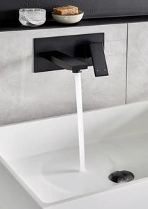 Square Wall Basin Mixer and Spout - Matte Black Meir