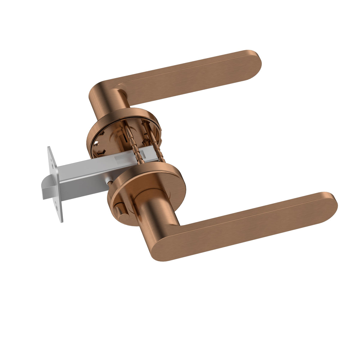 Curvae Flat Lever Door Handle - privacy - Lustre Bronze