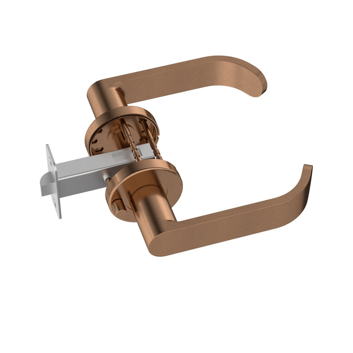 Curvae Return Lever Door Handle - privacy - Lustre Bronze