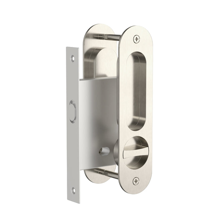 Curvae Oval Flush Pull - privacy - PVD Brushed Nickel