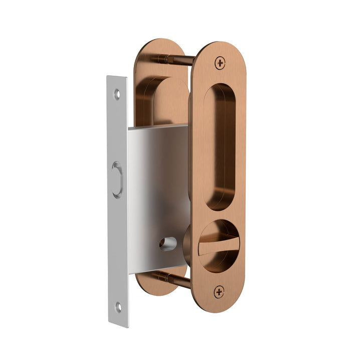 Curvae Oval Flush Pull - privacy - Lustre Bronze