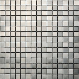 Metal Silver Metal Mosaic tile face, 296 x 296 mm