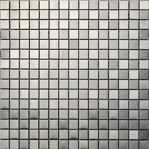 Metal Silver Metal Mosaic tile face, 296 x 296 mm