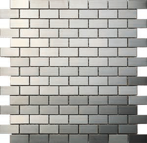 Metal Silver Metal Mosaic tile face, 300 x 296 mm