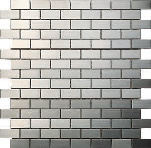 Metal Silver Metal Mosaic tile face, 300 x 296 mm