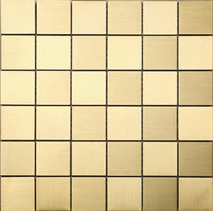 Metal Gold Metal Mosaic tile face, 296 x 296 mm
