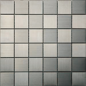 Metal Silver Metal Mosaic tile face, 296 x 296 mm