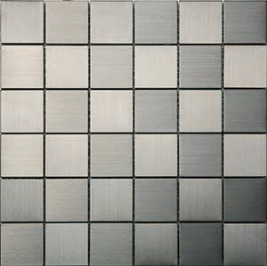 Metal Silver Metal Mosaic tile face, 296 x 296 mm