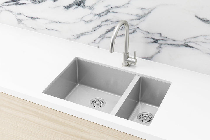 Lavello Kitchen Sink - One &amp; Half Bowl 670 x 440 - PVD Brushed Nickel