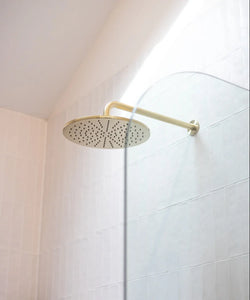 Round Wall Shower Curved Arm 400mm - PVD Tiger Bronze Meir