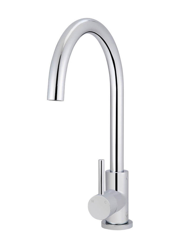 Round Gooseneck Kitchen Mixer Tap - Chrome
