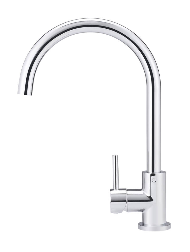 Round Gooseneck Kitchen Mixer Tap - Chrome