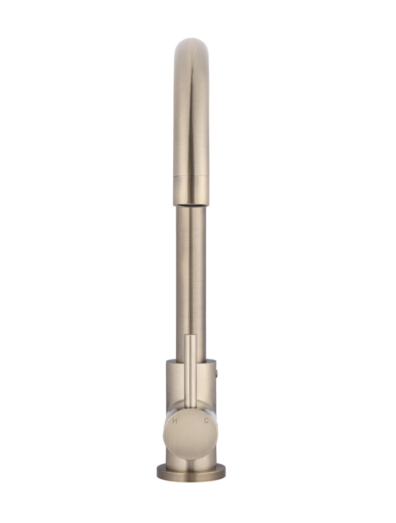 Round Gooseneck Kitchen Mixer Tap - Champagne