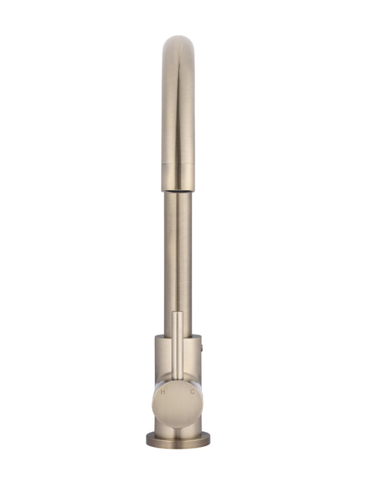 Round Gooseneck Kitchen Mixer Tap - Champagne