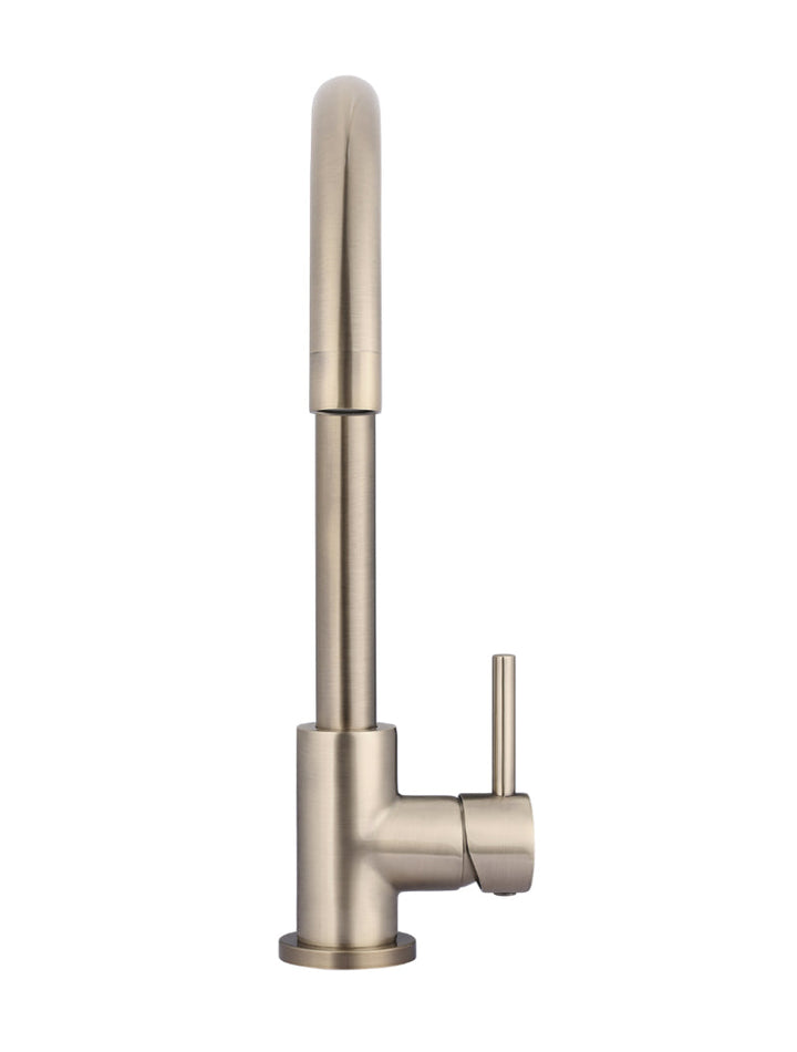 Round Gooseneck Kitchen Mixer Tap - Champagne