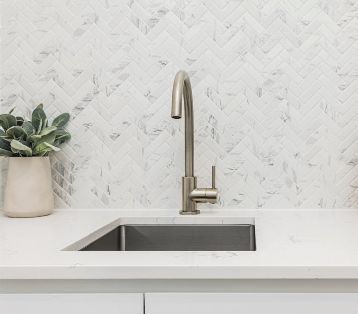 Round Gooseneck Kitchen Mixer Tap - PVD Brushed Nickel