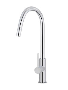 Round Piccola Pull Out Kitchen Mixer Tap - Polished Chrome