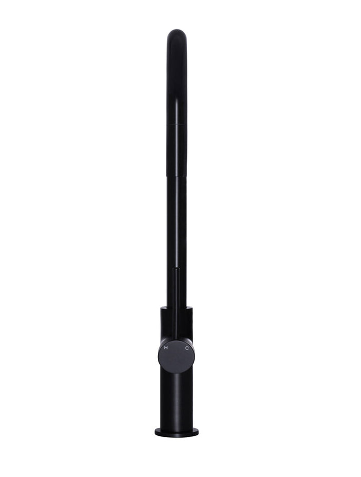 Round Piccola Pull Out Kitchen Mixer Tap - Matte Black