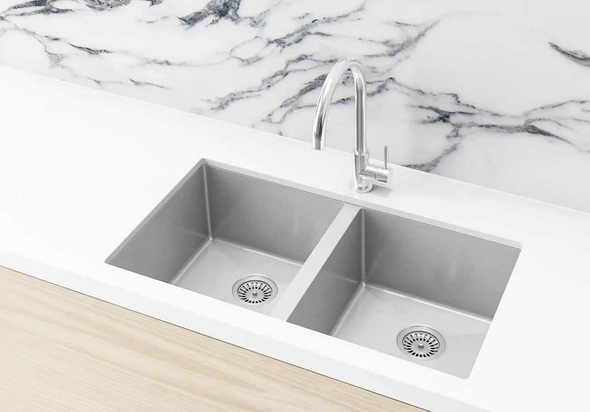 Lavello Kitchen Sink - Double Bowl 760 x 440 - PVD Brushed Nickel Meir