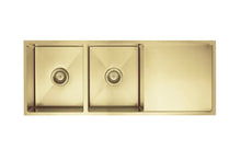 Load image into Gallery viewer, Lavello Kitchen Sink - Double Bowl &amp; Drainboard 1160 x 440 - Brushed Bronze Gold Meir
