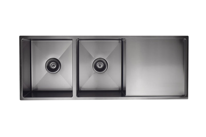 Lavello Kitchen Sink - Double Bowl &amp; Drainboard 1160 x 440 - PVD Gunmetal Black