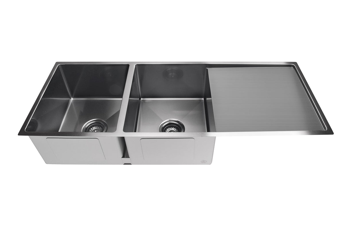 Lavello Kitchen Sink - Double Bowl &amp; Drainboard 1160 x 440 - PVD Gunmetal Black