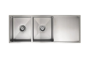 Lavello Kitchen Sink - Double Bowl & Drainboard 1160 x 440 - PVD Brushed Nickel Meir