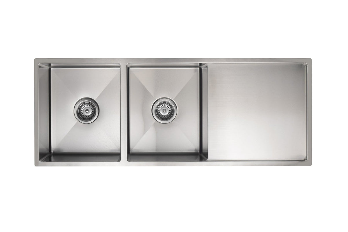 Lavello Kitchen Sink - Double Bowl &amp; Drainboard 1160 x 440 - PVD Brushed Nickel
