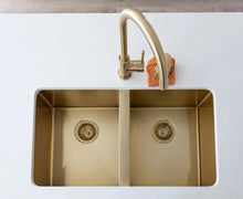 Load image into Gallery viewer, Lavello Kitchen Sink - Double Bowl 760 x 440 - Brushed Bronze Gold Meir
