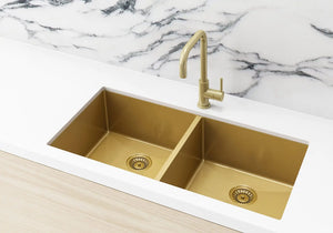 Lavello Kitchen Sink - Double Bowl 860 x 440 - Brushed Bronze Gold Meir