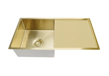 Load image into Gallery viewer, Lavello Kitchen Sink - Single Bowl &amp; Drainboard 840 x 440 - Brushed Bronze Gold Meir
